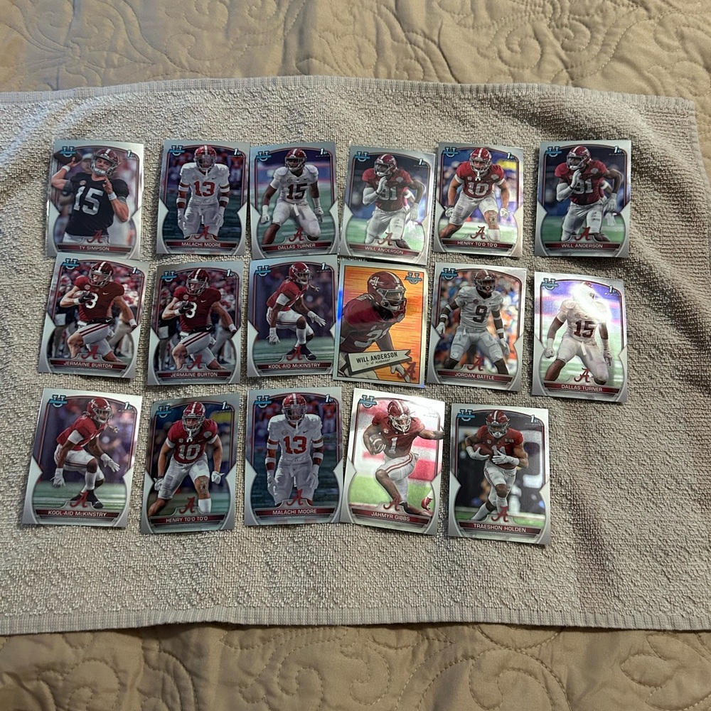 Bowman 1st chrome Alabama Crimson Tide lot